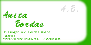 anita bordas business card